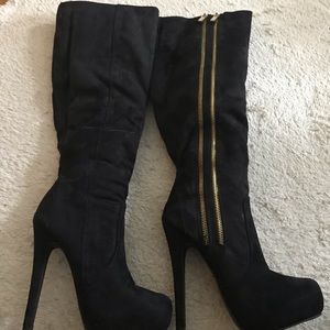 Black Microfiber stiletto boots